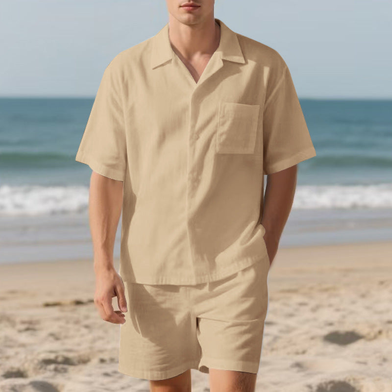 Herren lässiges Strandanzug mit Kurzarm-Hemd und Shorts Echoarchiv