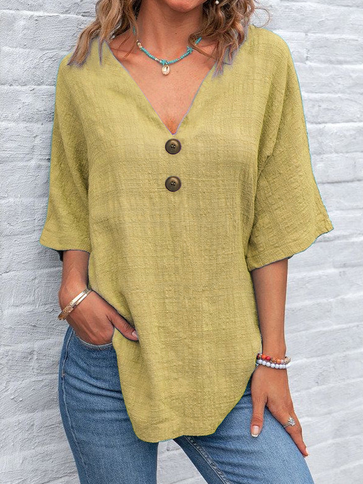 Damen V-Ausschnitt Bluse mit Knopfdetails Echo Archiv