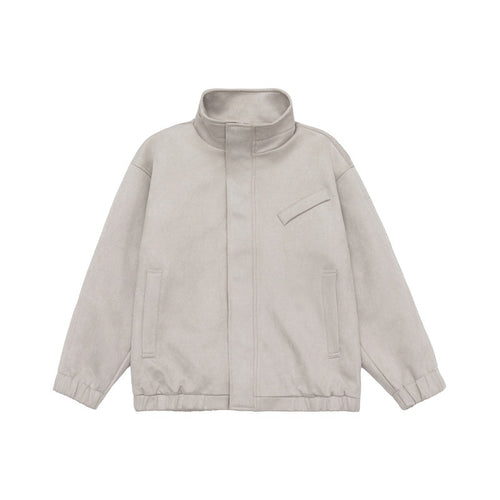 Unisex Kurzgeschnittene Stehkragen-Fleecejacke mit verdeckter Druckknopfleiste Echoarchiv