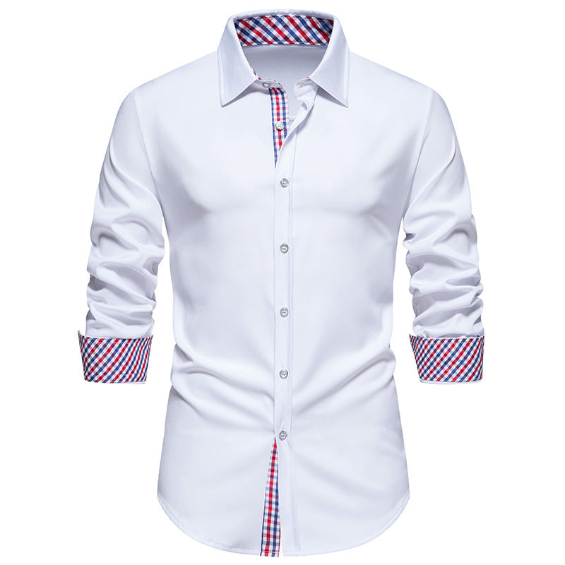 Herren elegantes Langarmhemd mit modernen Karodetails Echoarchiv