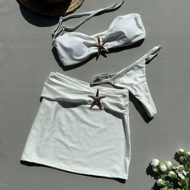 Damen Bikini-Set mit Röckchen und schimmerndem Muschel-Detail Echo Archiv