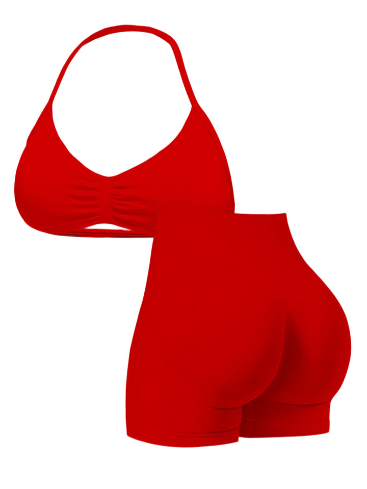 Damen Sport-Bikini-Oberteil mit hoch geschnittenen Shorts und nahtlosem Design Echo Archiv