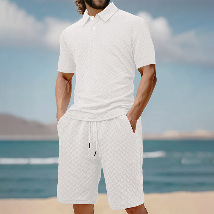 Herren elegantes Sport-Set mit strukturierter Oberfläche und bequemem Kurzarm-Polo Echoarchiv