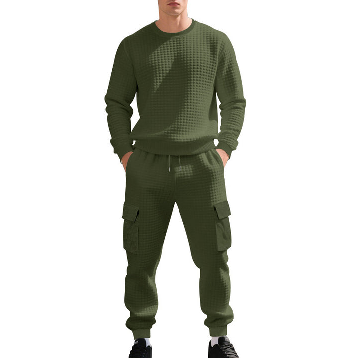 Herren Sportliches Freizeit-Set mit strukturiertem Sweatshirt und Cargo-Hose Echoarchiv