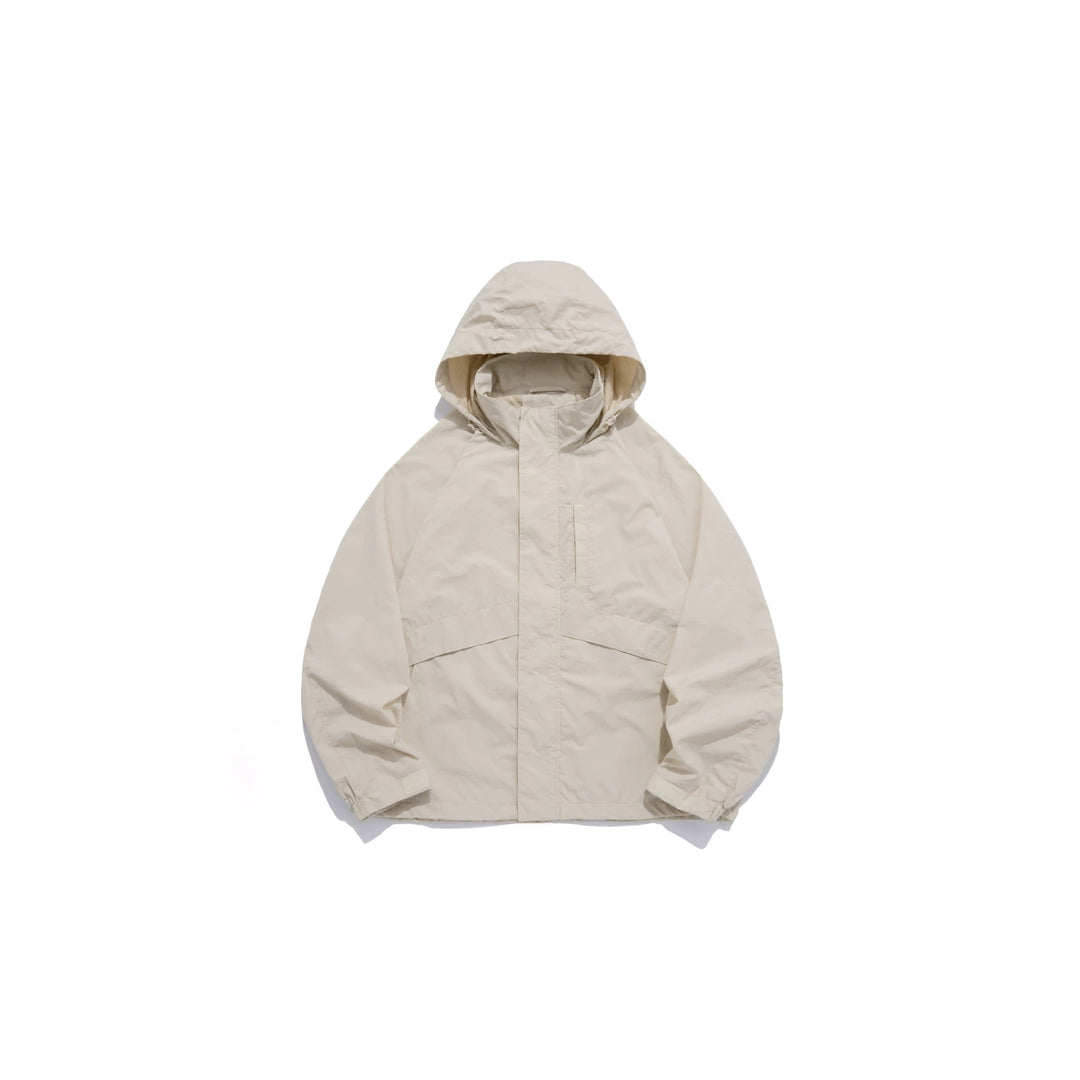 Unisex Weite wasserabweisende Kapuzenparka mit verdeckter Reißverschlussblende und Klappentaschen Echoarchiv