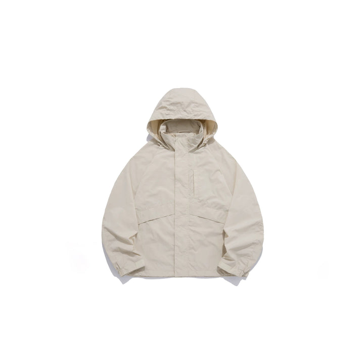 Unisex Weite wasserabweisende Kapuzenparka mit verdeckter Reißverschlussblende und Klappentaschen Echoarchiv