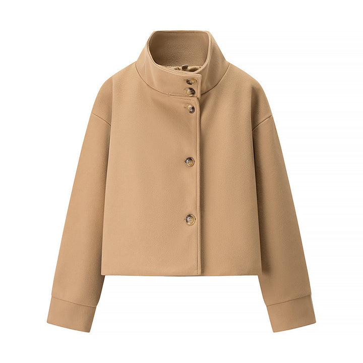 Damen nan cropped Wollmix-Jacke mit hohem Stehkragen, kastiger Passform und verdeckter Knopfleiste Echo Archiv