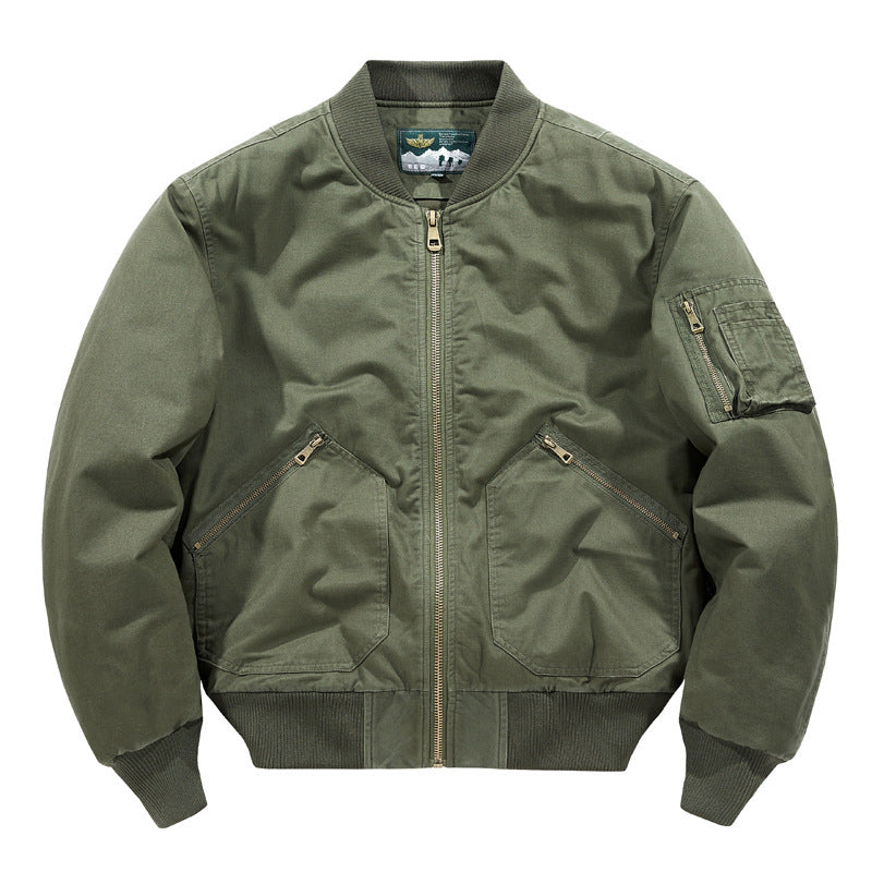 Herren Canvas-Bomberjacke im Vintage-Workwear-Design mit Ärmeltasche – Brevano