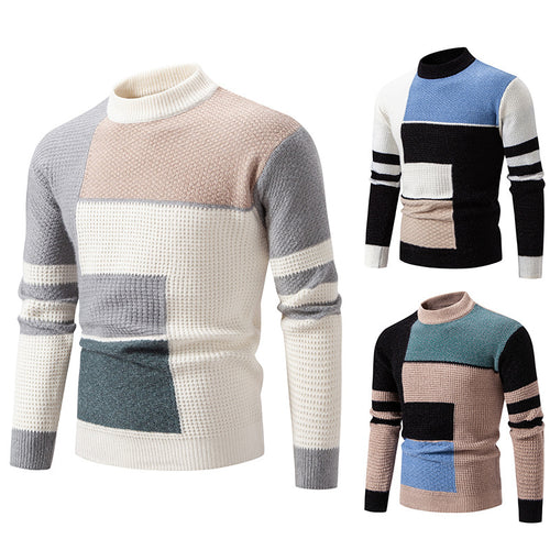 Herren modischer Pullover mit strukturiertem Farbblockdesign Echoarchiv