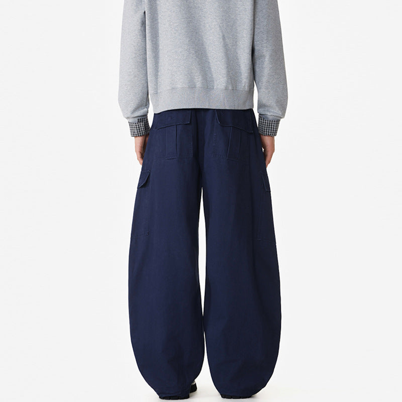 Herren Weite Workwear-Cargo-Palazzohose aus Baumwoll-Canvas mit verstärkten Kniepartien und geräumigen Klappentaschen Echo Archiv