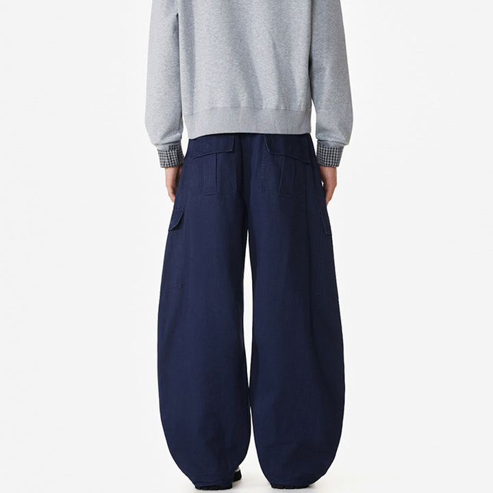 Herren Weite Workwear-Cargo-Palazzohose aus Baumwoll-Canvas mit verstärkten Kniepartien und geräumigen Klappentaschen Echo Archiv
