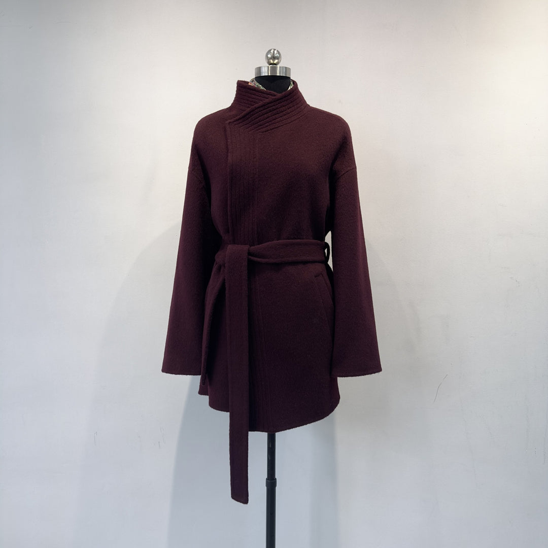 Damen Gemütlicher Gürtelstrickjacke Schalkragen Echoarchiv