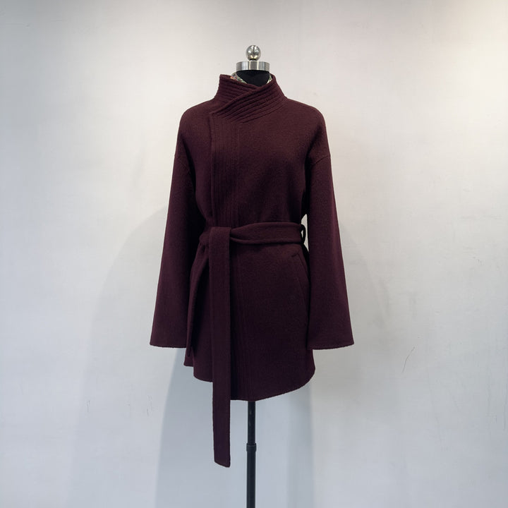 Damen Gemütlicher Gürtelstrickjacke Schalkragen Echoarchiv