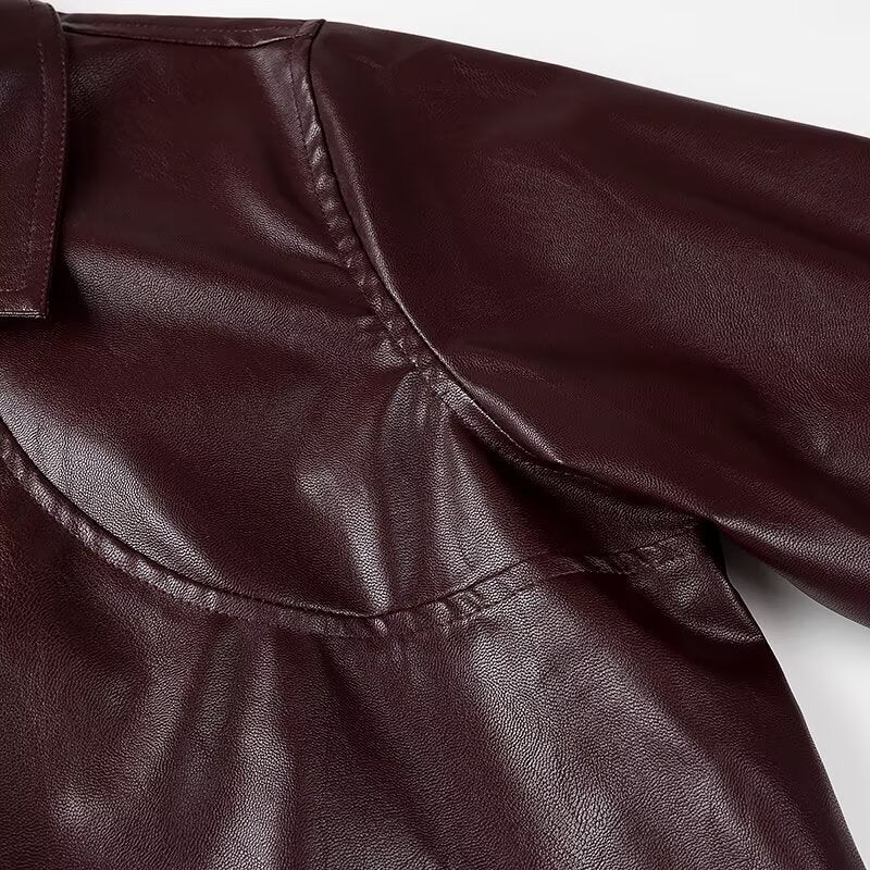 Damen Glänzende Kunstleder-Blousonjacke mit Reißverschluss und elastischem Saum Echo Archiv
