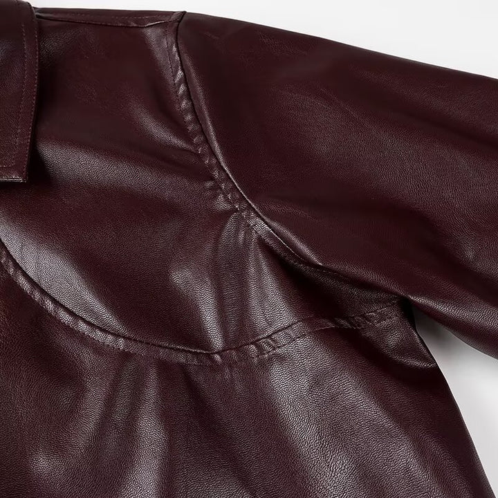 Damen Glänzende Kunstleder-Blousonjacke mit Reißverschluss und elastischem Saum Echo Archiv