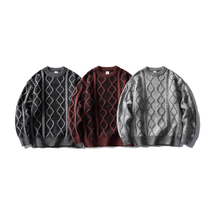 Unisex Oversize-Strickpullover mit Zopfmuster‑Jacquard, Rundhalsausschnitt und gerippten Bündchen Echo Archiv