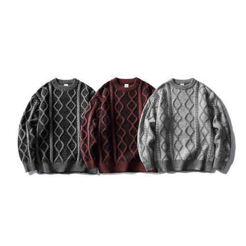 Unisex Oversize-Strickpullover mit Zopfmuster‑Jacquard, Rundhalsausschnitt und gerippten Bündchen Echo Archiv