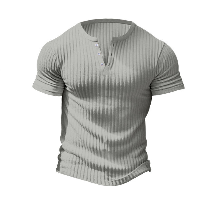 Herren Kurzarm Henley-T-Shirt mit strukturierter Oberfläche Echoarchiv