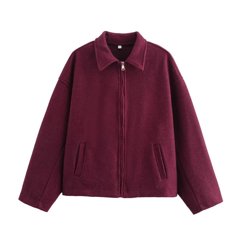 Damen Oversized Fleecejacke mit Reißverschluss und Hemdkragen – Célinea