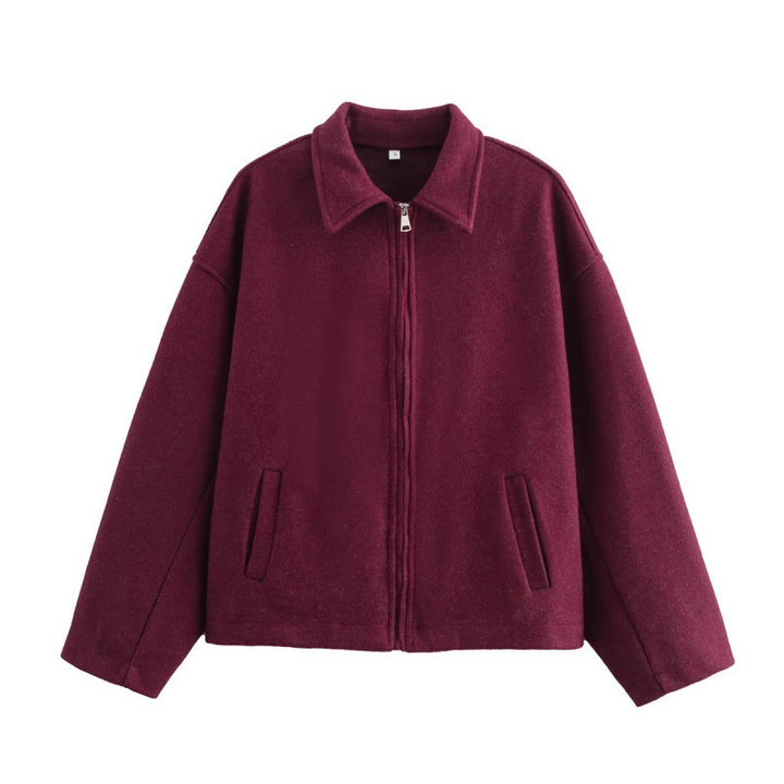 Damen Oversized Fleecejacke mit Reißverschluss und Hemdkragen – Célinea