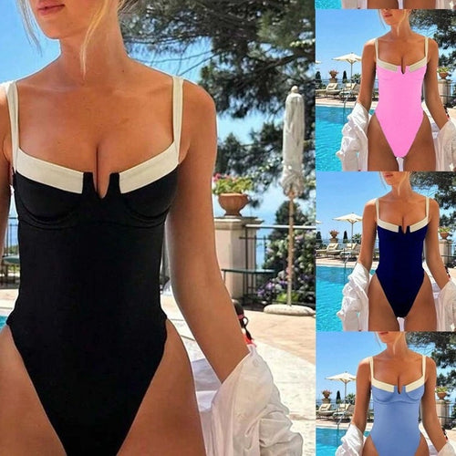 Damen Einteiliges Badeoutfit mit eleganten Kontrastdetails Echo Archiv
