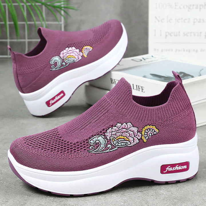 Damen Sportliche Stretch-Sneaker mit floraler Applikation und dämpfender Sohle Echo Archiv