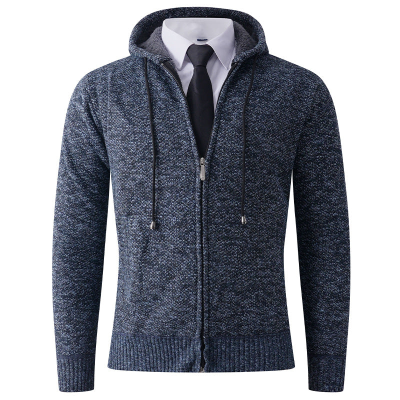 Herren Strickjacke mit Kapuze und strukturierter Verarbeitung Echoarchiv