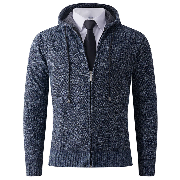 Herren Strickjacke mit Kapuze und strukturierter Verarbeitung Echoarchiv