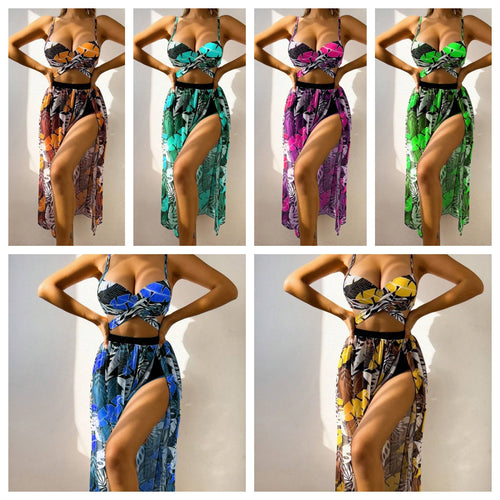 Damen Bikini-Set mit extravagantem Cut-Out und floralem Rock Echo Archiv