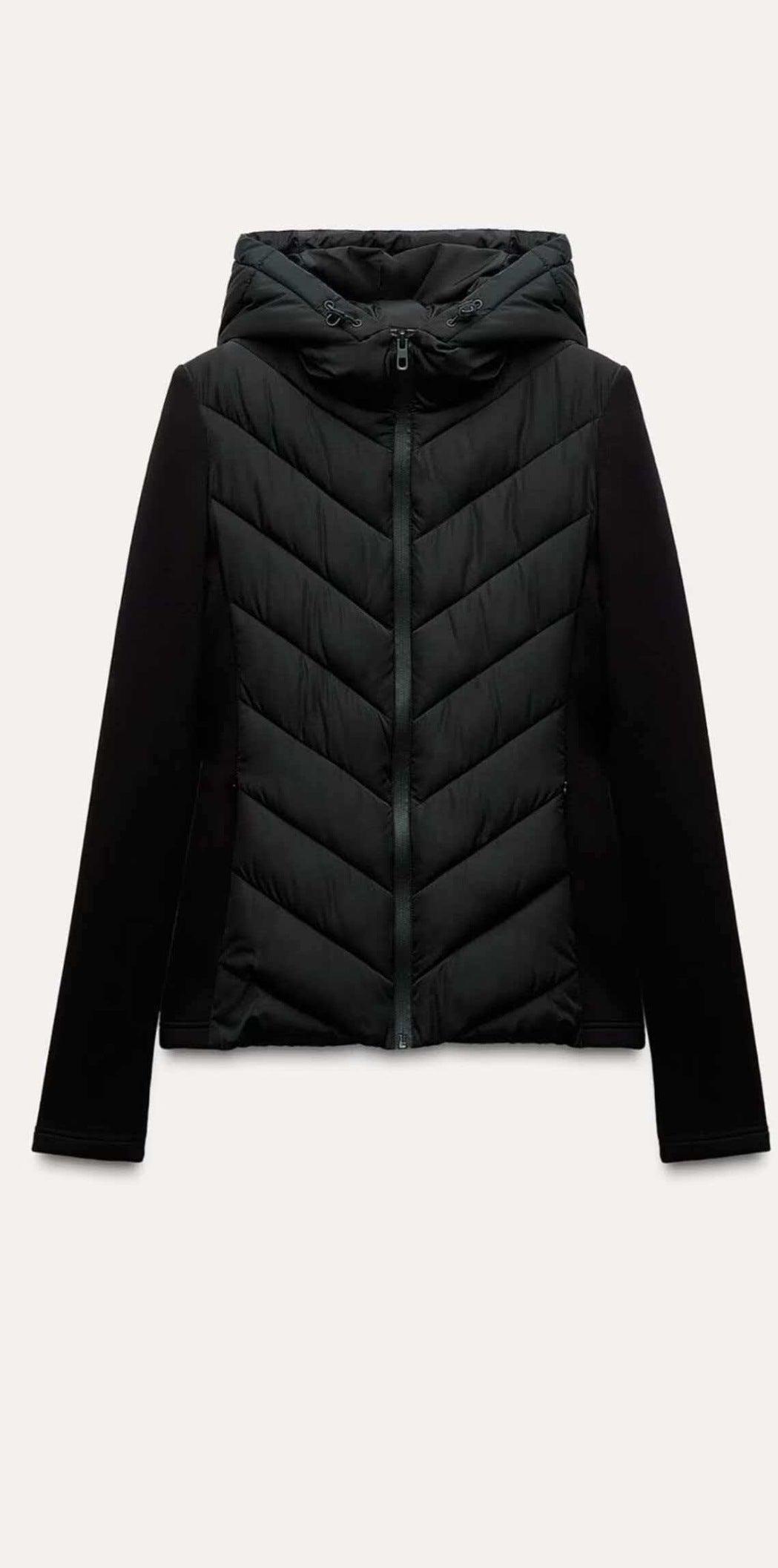Damen nan gesteppte Kapuzenjacke mit Chevron‑Stepp, Einsätzen aus Softshell und verdecktem Reißverschluss Echo Archiv