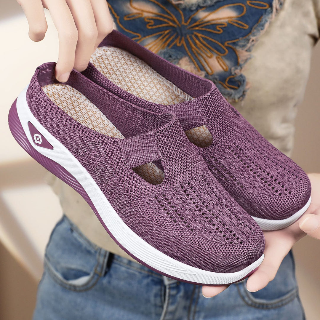 Damen nan atmungsaktive Strick-Slipper Clog mit seitlicher Cut-Out-Öffnung, dämpfender EVA- und PU-Zwischensohle Echo Archiv
