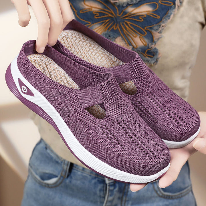 Damen nan atmungsaktive Strick-Slipper Clog mit seitlicher Cut-Out-Öffnung, dämpfender EVA- und PU-Zwischensohle Echo Archiv