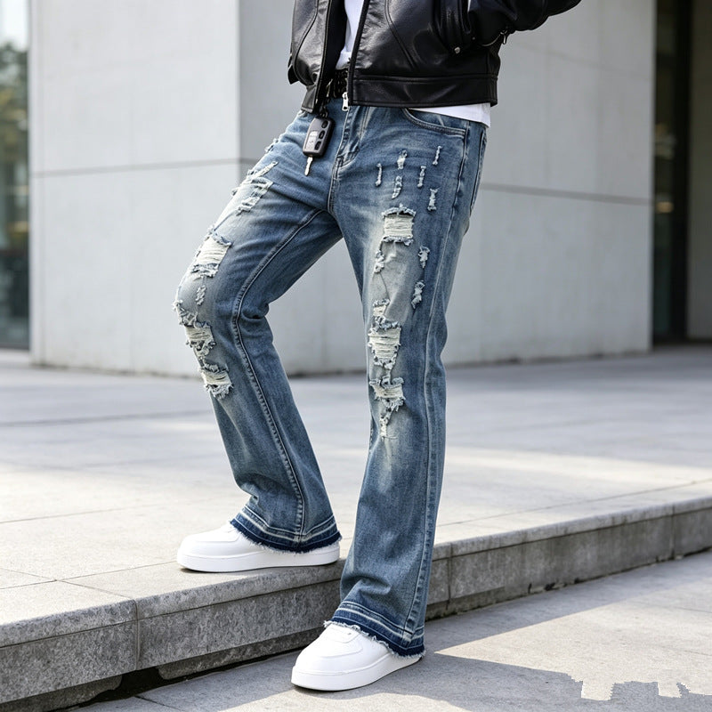 Herren Ripped Slim-Fit Jeans mit modischen Details Echoarchiv