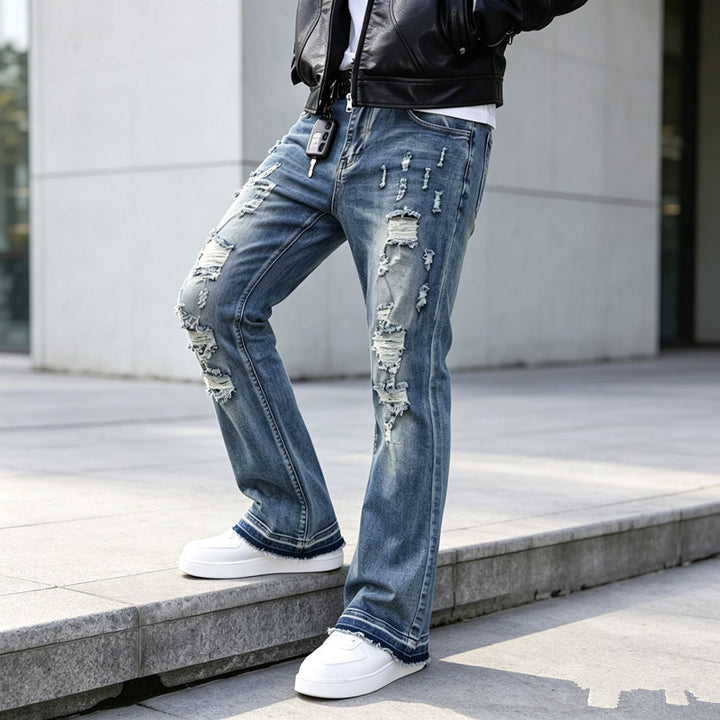 Herren Ripped Slim-Fit Jeans mit modischen Details Echoarchiv
