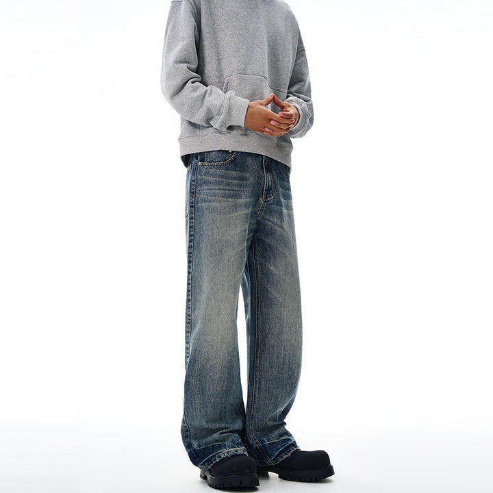 Herren Locker fallende Baggy-Jeans im Used-Look mit breitem geradem Bein und extralangem Saum Echo Archiv