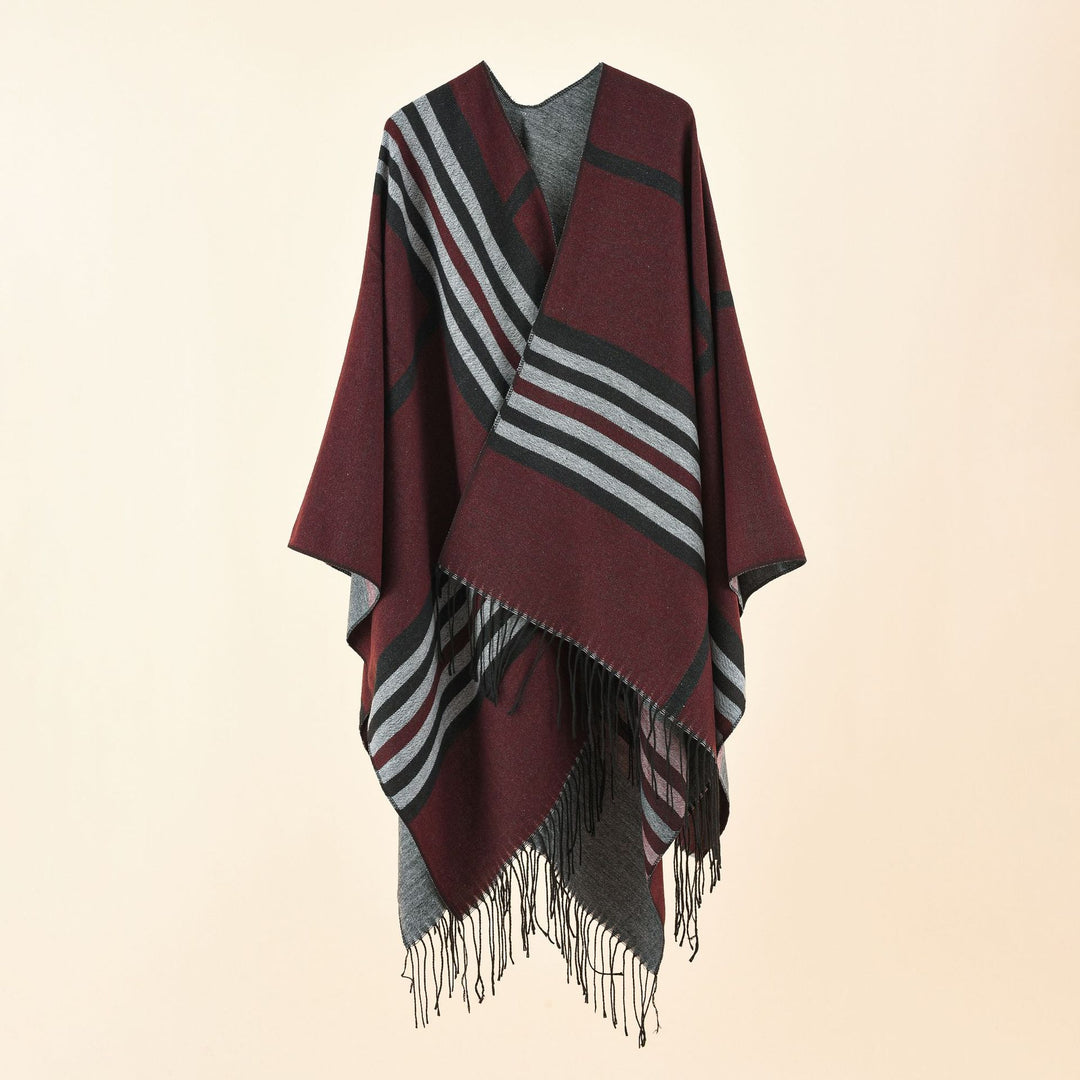 Damen Jacquard Poncho mit Paisley‑Muster – Avérine