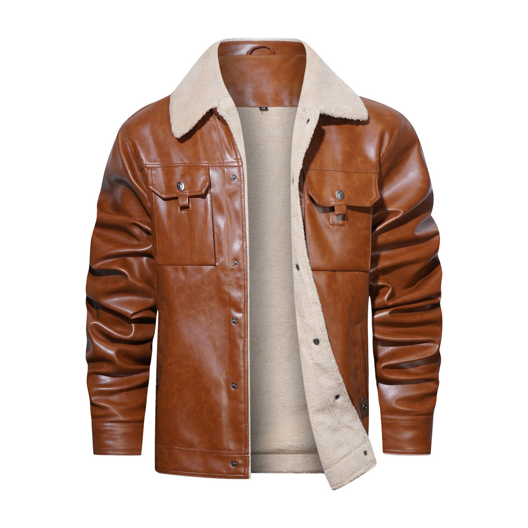 Herren modische Kunstlederjacke mit Teddyfutter Echoarchiv