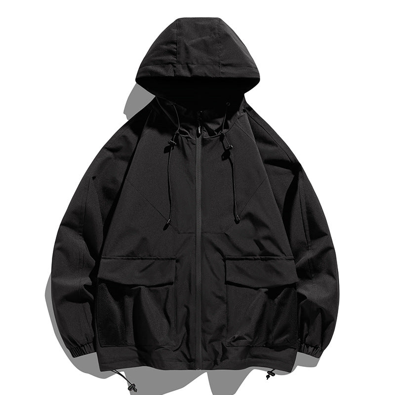 Herren Oversize Kapuzen-Windbreaker mit Multi‑Taschen, Mesh‑Einsätzen und Kordelzug Echo Archiv