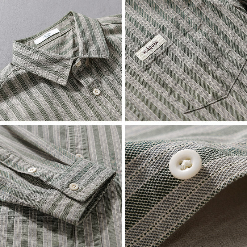 Herren Casual-Streifenhemd im Overshirt‑Stil mit Kentkragen Echoarchiv