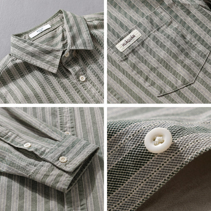Herren Casual-Streifenhemd im Overshirt‑Stil mit Kentkragen Echoarchiv