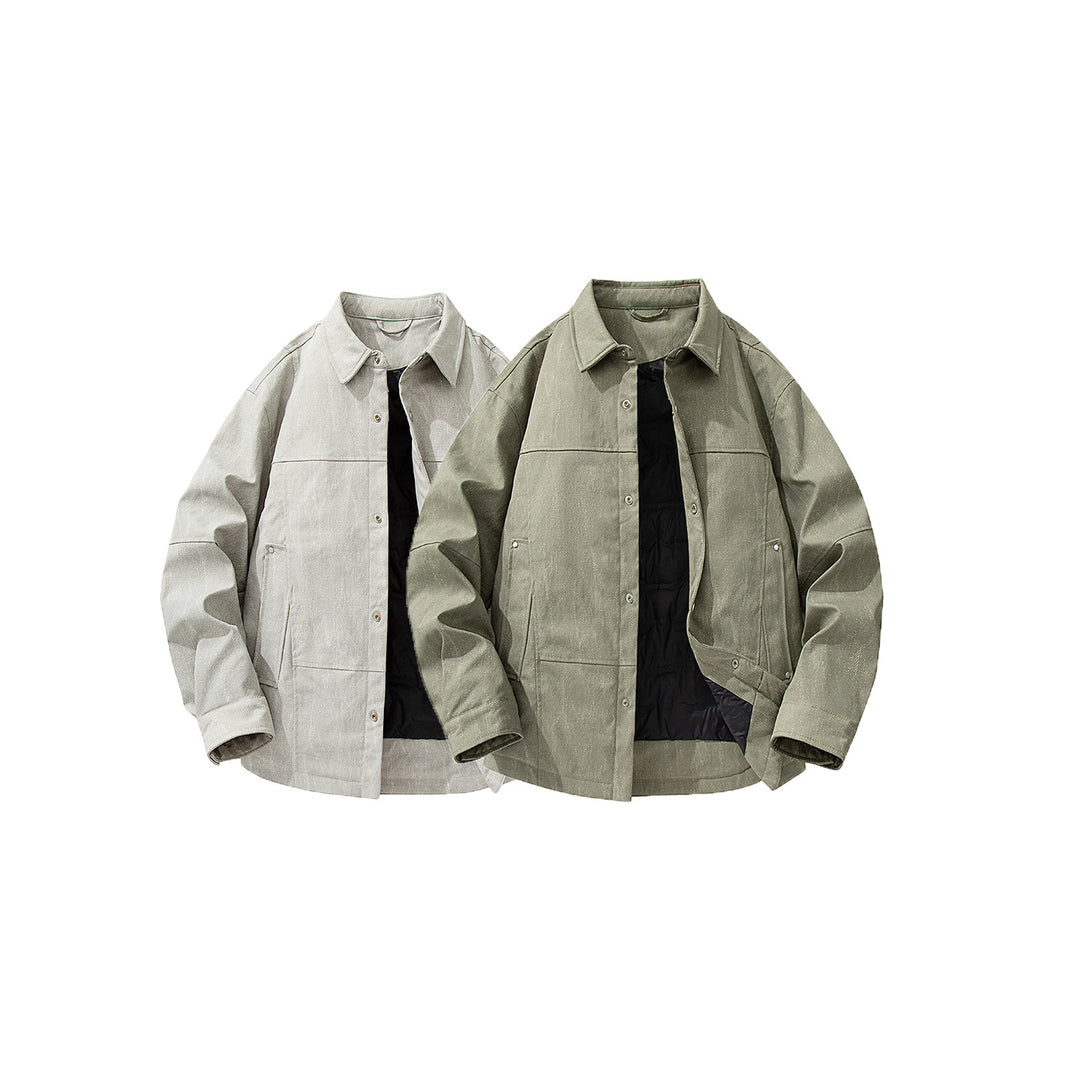 Herren gesteppte, gefütterte Canvas-Utility-Jacke mit Druckknöpfen Echo Archiv