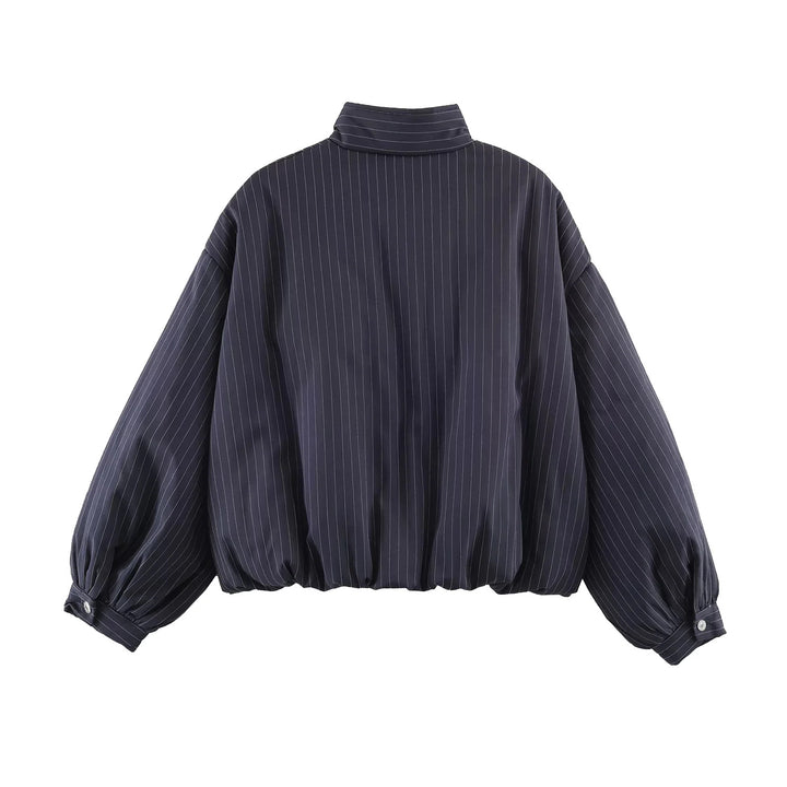 Damen nan oversized gesteppte Bomberjacke mit hohem Stehkragen und feinem Nadelstreifen Echo Archiv