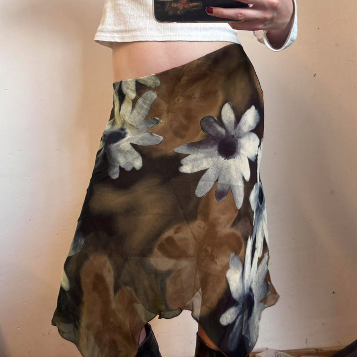 Damen Midi-Rock mit floralem Chiffon-Design Echo Archiv