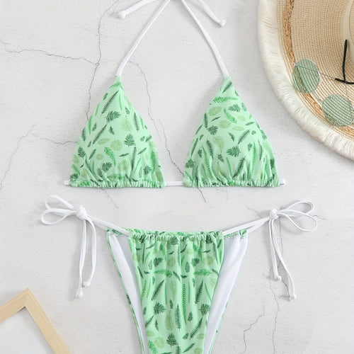 Damen trendiger Triangel-Bikini mit botanischem Muster Echo Archiv