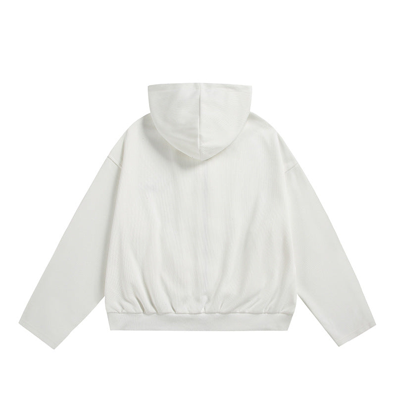 Unisex Oversize-Kapuzenjacke mit Zwei-Wege-Reißverschluss, geradem Saum und dezentem Logo-Emblem Echoarchiv