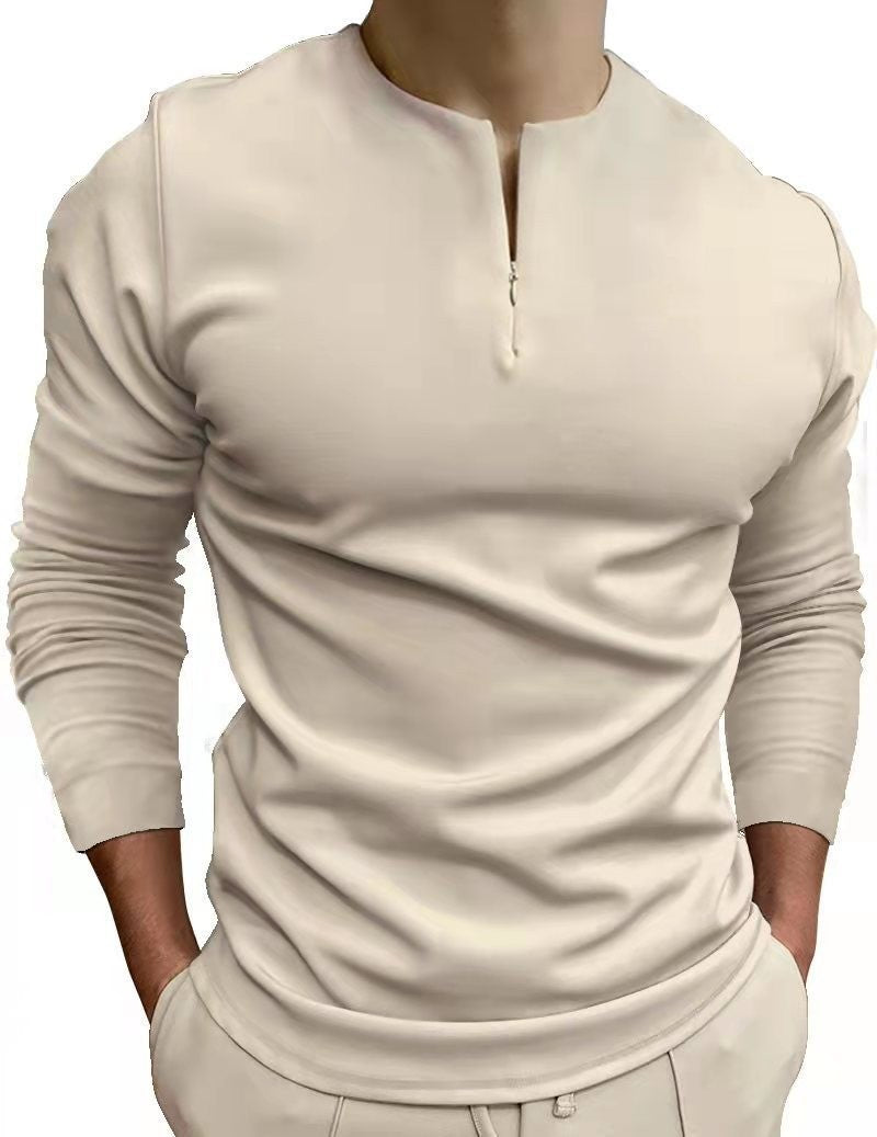 Herren Langarm Sweatshirt mit modernem Stehkragen und Reißverschluss Echoarchiv