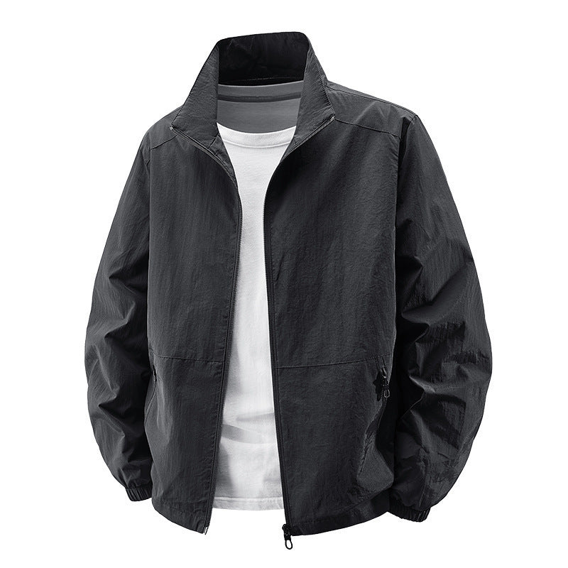 Herren nan atmungsaktive leichte Windjacke mit Stehkragen, elastischen Bündchen und verdeckten Reißverschlusstaschen Echo Archiv