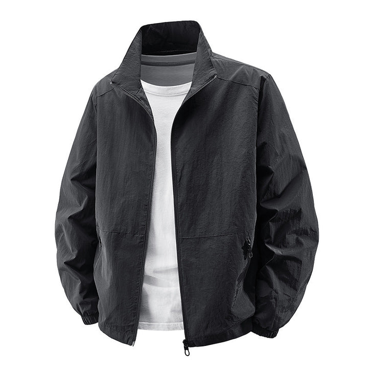 Herren nan atmungsaktive leichte Windjacke mit Stehkragen, elastischen Bündchen und verdeckten Reißverschlusstaschen Echo Archiv
