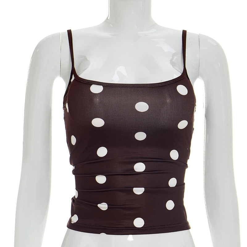Damen ärmelloses Top mit verspieltem Polka-Dots Muster und figurbetontem Schnitt Echo Archiv