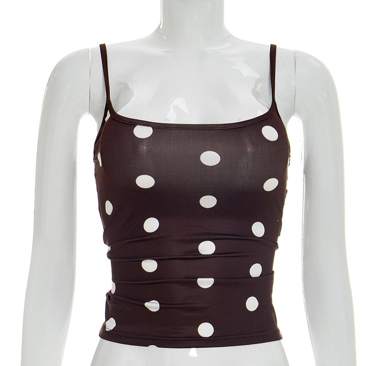 Damen ärmelloses Top mit verspieltem Polka-Dots Muster und figurbetontem Schnitt Echo Archiv